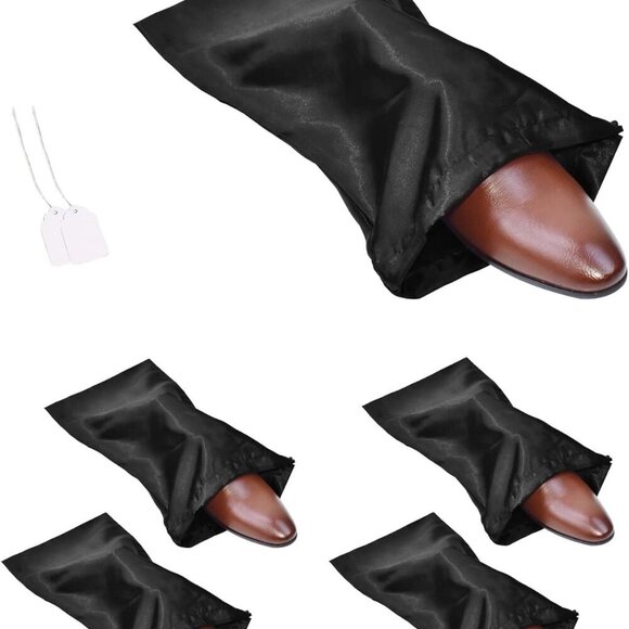 4 Pack Shoe Bags for Travel Satin Fabric Shoe Bag with Drawstring for Men Women